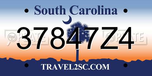 37847Z4 South Carolina License Plate