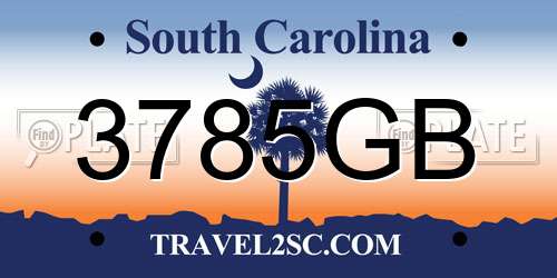 3785GB South Carolina License Plate