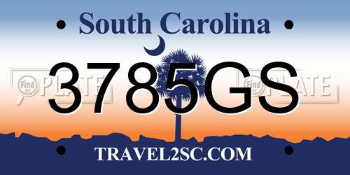 3785GS South Carolina License Plate