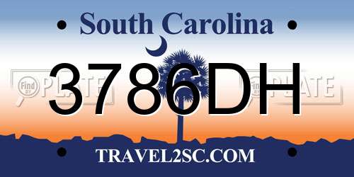 3786DH South Carolina License Plate