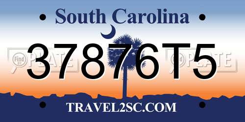 37876T5 South Carolina License Plate