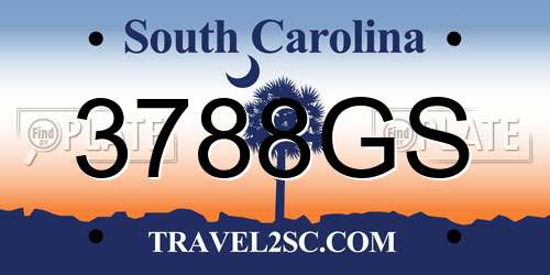 3788GS South Carolina License Plate