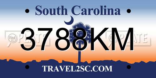 3788KM South Carolina License Plate