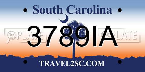 3789IA South Carolina License Plate