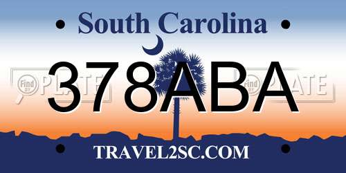 378ABA South Carolina License Plate