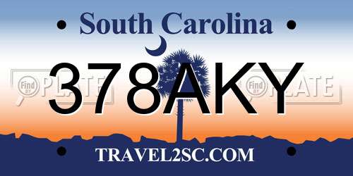 378AKY South Carolina License Plate