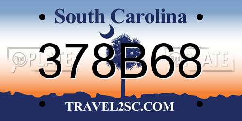 378B68 South Carolina License Plate