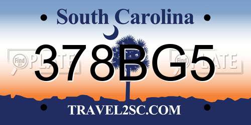 378BG5 South Carolina License Plate