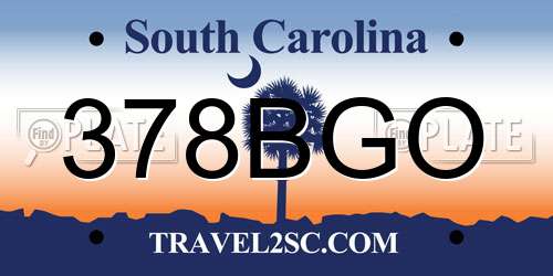 378BGO South Carolina License Plate