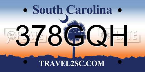 378GQH South Carolina License Plate