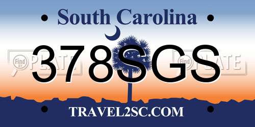 378SGS South Carolina License Plate