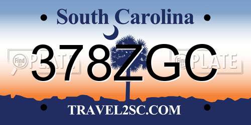 378ZGC South Carolina License Plate