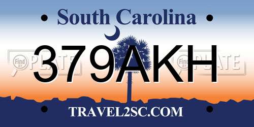 379AKH South Carolina License Plate