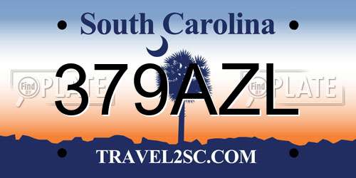 379AZL South Carolina License Plate
