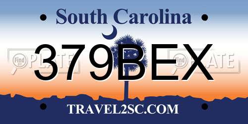 379BEX South Carolina License Plate