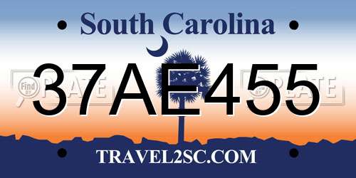 37AE455 South Carolina License Plate