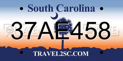 37AE458 South Carolina License Plate