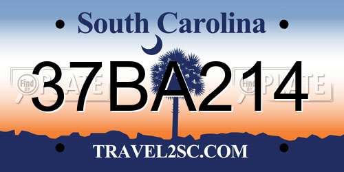 37BA214 South Carolina License Plate
