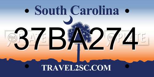 37BA274 South Carolina License Plate