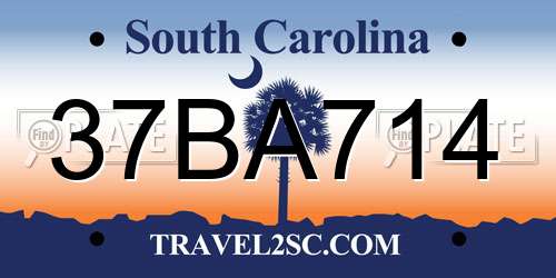 37BA714 South Carolina License Plate