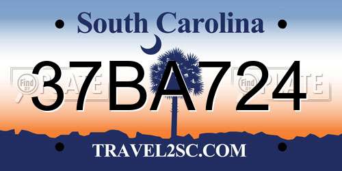 37BA724 South Carolina License Plate