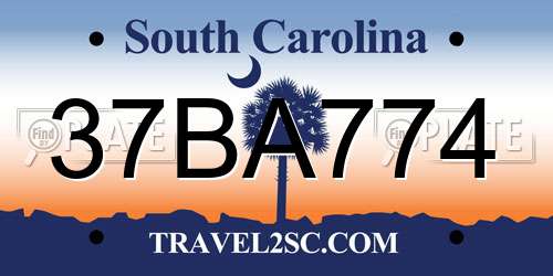 37BA774 South Carolina License Plate