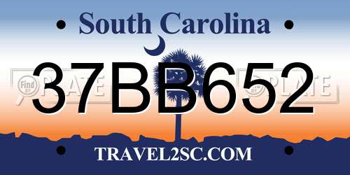 37BB652 South Carolina License Plate