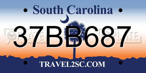 37BB687 South Carolina License Plate