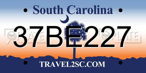 37BE227 South Carolina License Plate