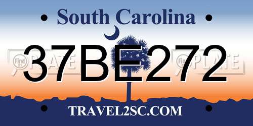 37BE272 South Carolina License Plate