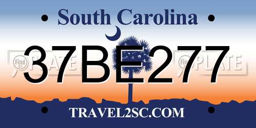 37BE277 South Carolina License Plate