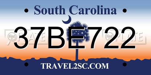 37BE722 South Carolina License Plate