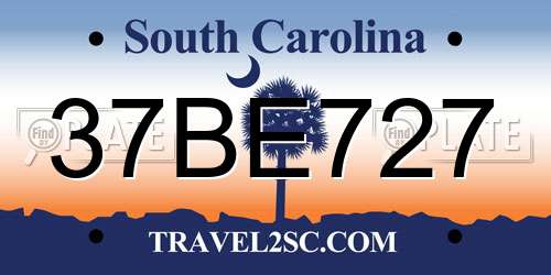 37BE727 South Carolina License Plate
