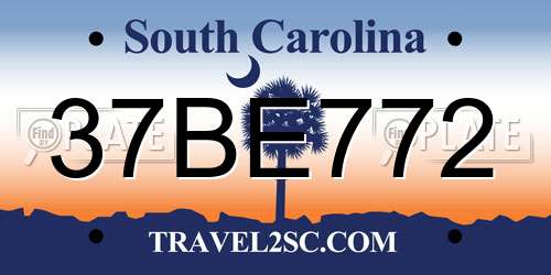 37BE772 South Carolina License Plate