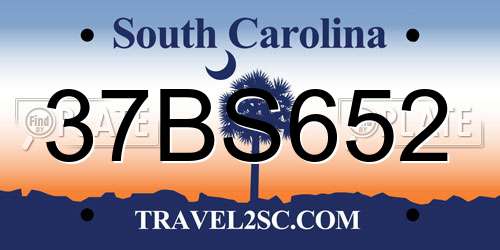 37BS652 South Carolina License Plate