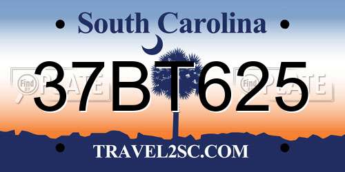 37BT625 South Carolina License Plate