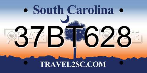 37BT628 South Carolina License Plate
