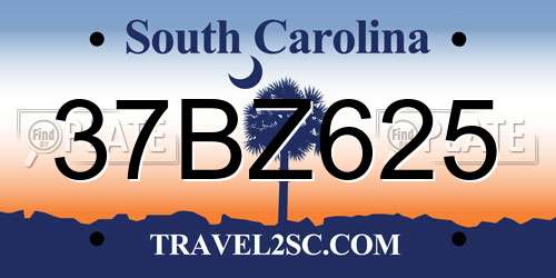 37BZ625 South Carolina License Plate