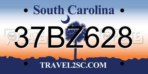 37BZ628 South Carolina License Plate