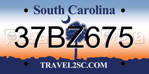 37BZ675 South Carolina License Plate