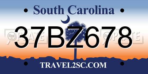 37BZ678 South Carolina License Plate