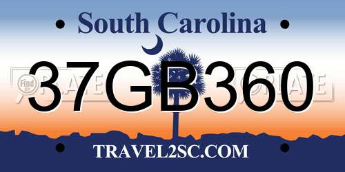37GB360 South Carolina License Plate