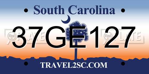37GE127 South Carolina License Plate