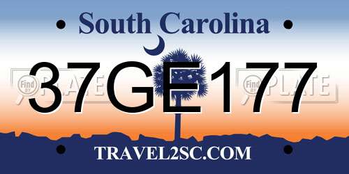37GE177 South Carolina License Plate