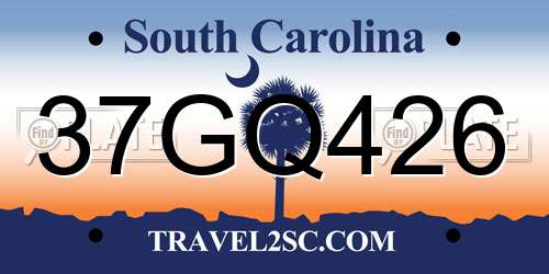 37GQ426 South Carolina License Plate