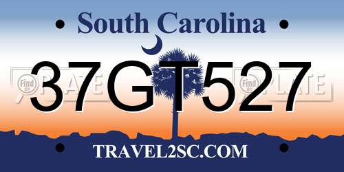 37GT527 South Carolina License Plate