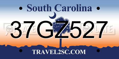 37GZ527 South Carolina License Plate