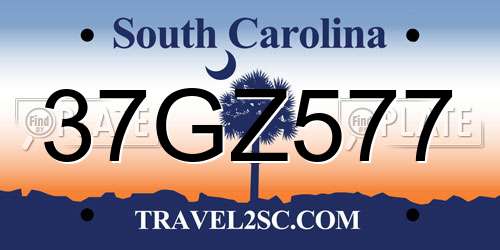 37GZ577 South Carolina License Plate