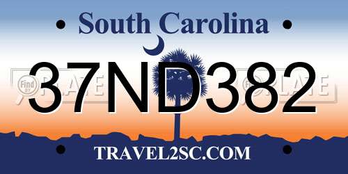 37ND382 South Carolina License Plate