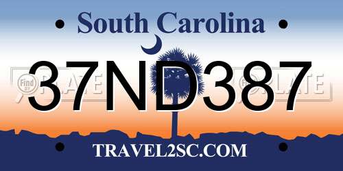 37ND387 South Carolina License Plate